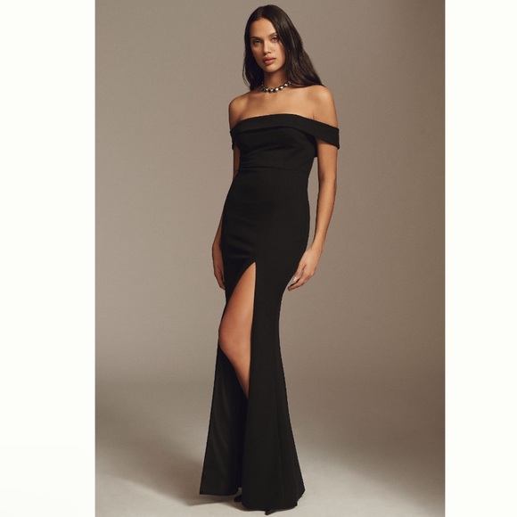 BHLDN Dresses & Skirts - BHLDN Daniella Off-The-Shoulder Stretch Crepe Maxi Gown